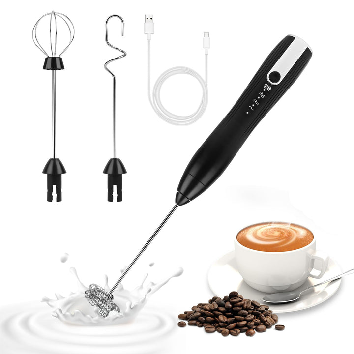Milchaufschäumer Elektrisch USB Milchaufschäumer Stab with 3 Heads, Elektrischer Schneebesen 3 Einst
