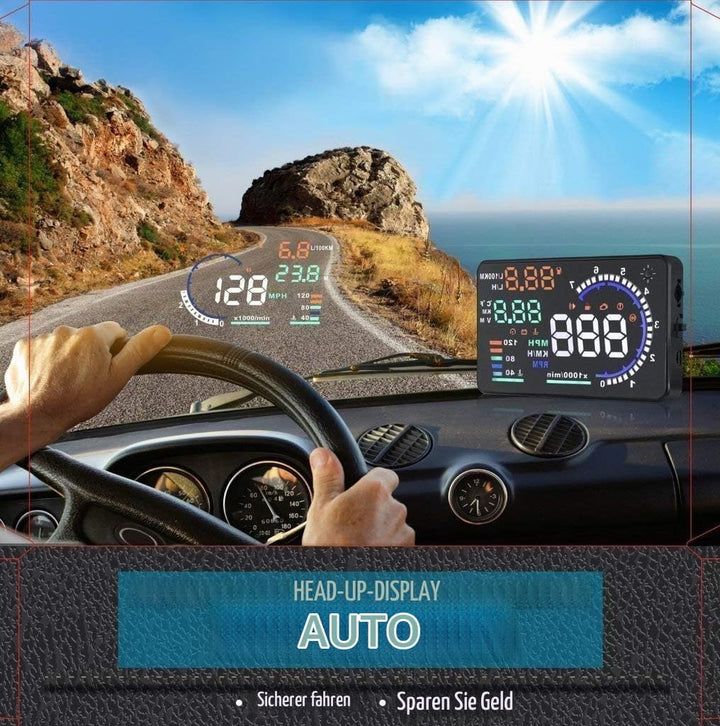 Qiilu A8 5.5 Zoll OBD II Auto HUD Head Up Display Auto Windshied Reflektierende Bildschirm Geschwind