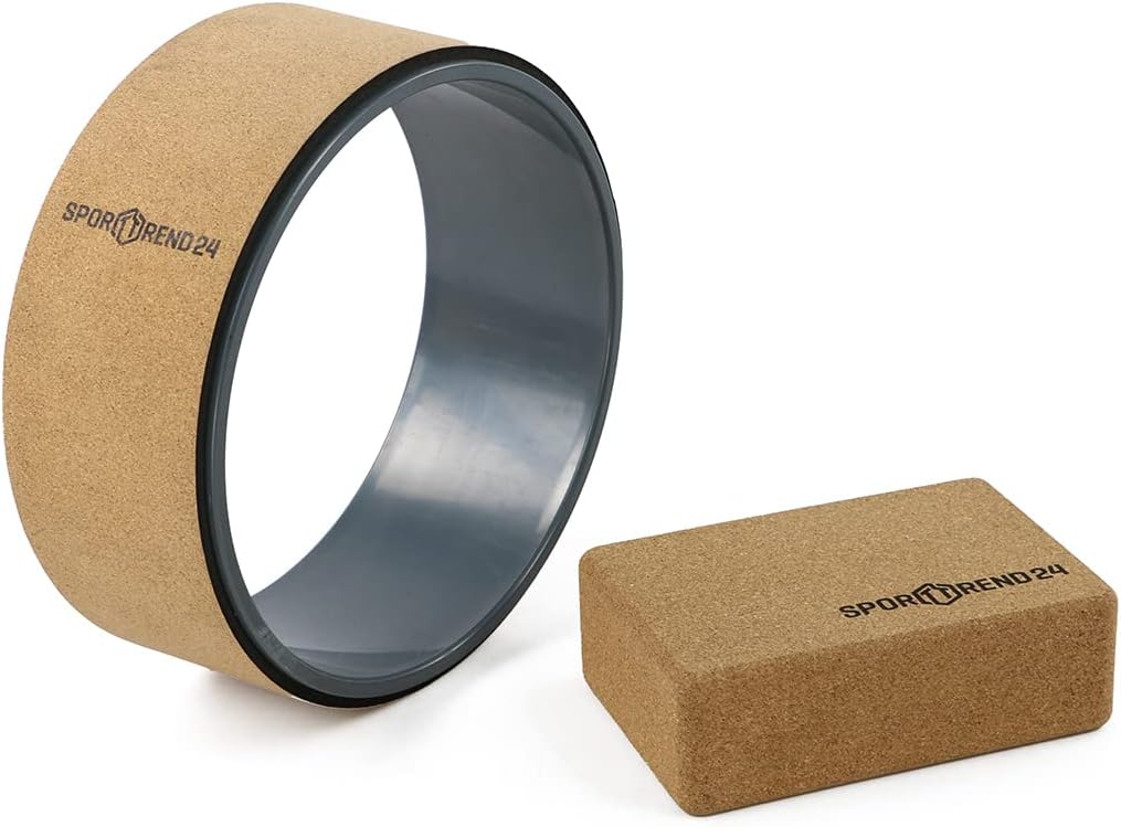 Sporttrend 24® Yoga Wheel aus Kork + Yoga Block aus Kork