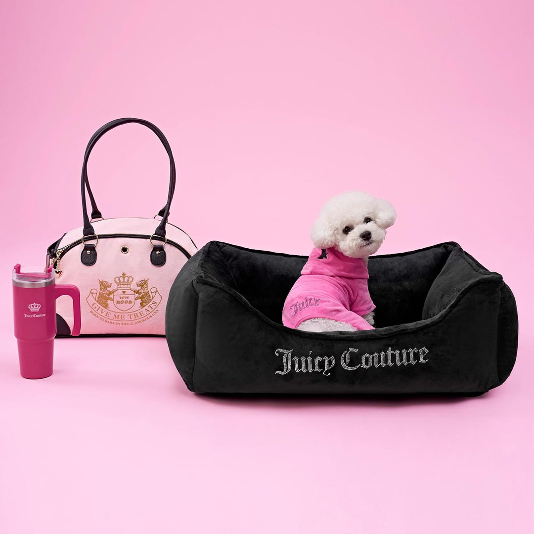 Juicy Couture Give Me Treats Transporttasche für Haustiere, stilvolle Reisetasche für kleine Hunde u
