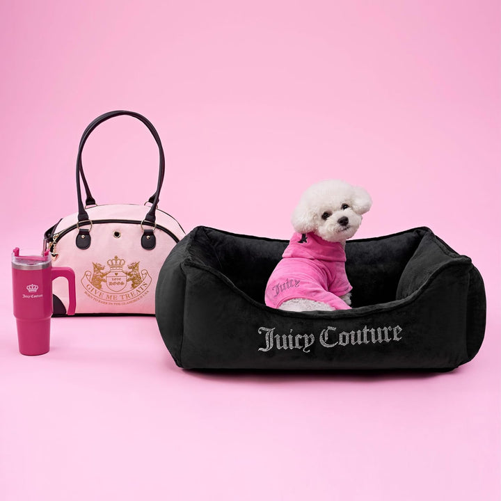 Juicy Couture Give Me Treats Transporttasche für Haustiere, stilvolle Reisetasche für kleine Hunde u