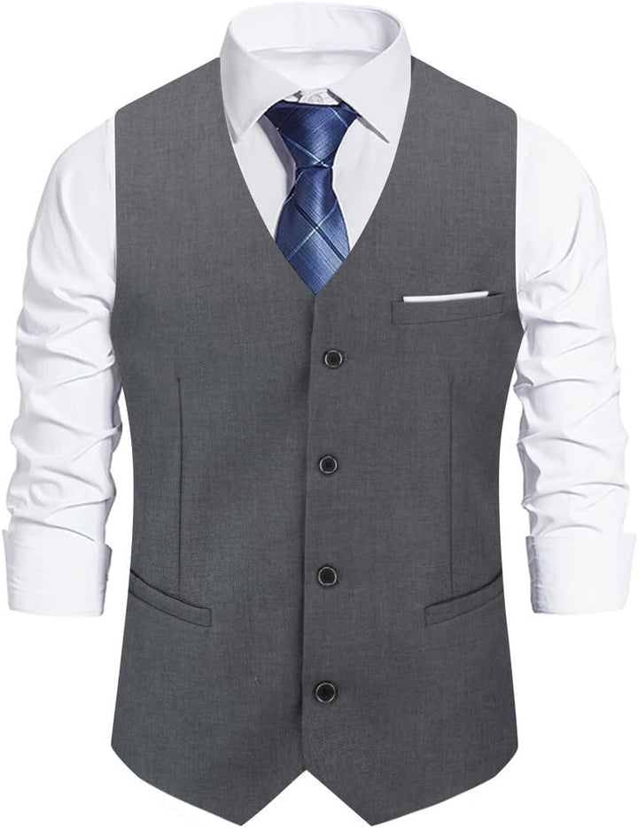 Allthemen Herren Weste Slim fit V Ausschnitt Anzugweste Ärmellose Westen für Business Hochzeit S #60
