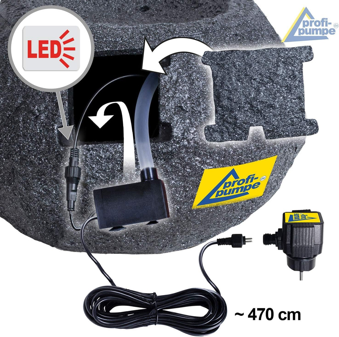 Gartenbrunnen Brunnen Zierbrunnen Zimmerbrunnen Springbrunnen Brunnen mit LED-Licht 230V Wasserfall