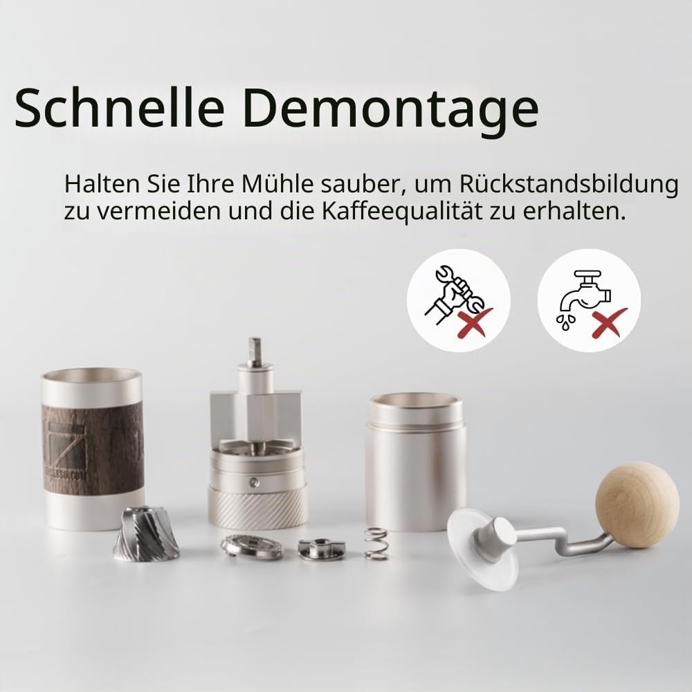 1Zpresso Q Manuelle Kaffeemühle - Kurbelgriff mit, Mini Slim Travel Grösse Passt in den Kolben, Mont