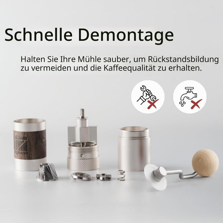 1Zpresso Q Manuelle Kaffeemühle - Kurbelgriff mit, Mini Slim Travel Grösse Passt in den Kolben, Mont