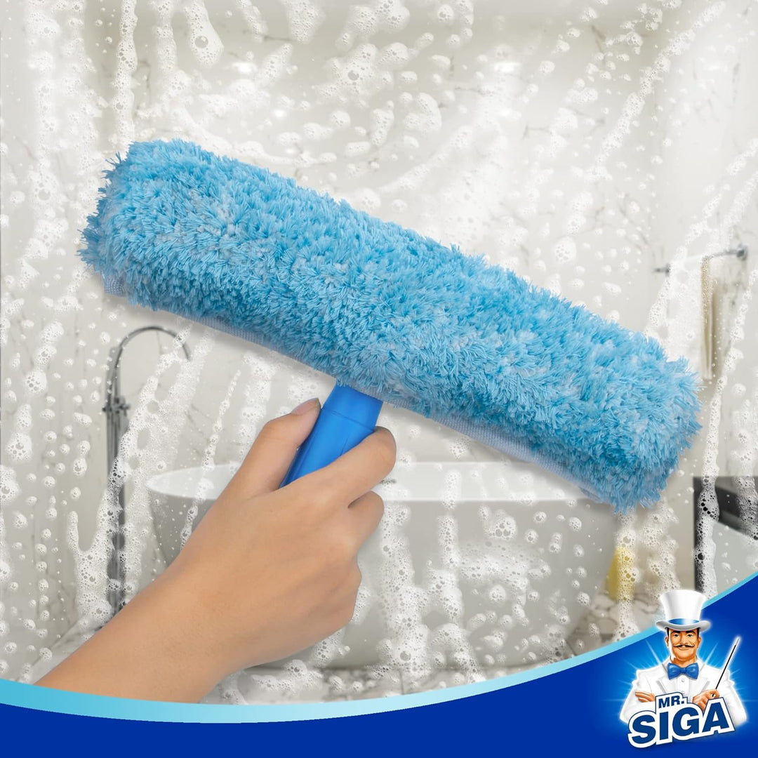 MR.SIGA Professional Fensterreinigungs-Set – Abzieher & Mikrofaser-Fensterwischer, 25 cm 25 cm Schwa