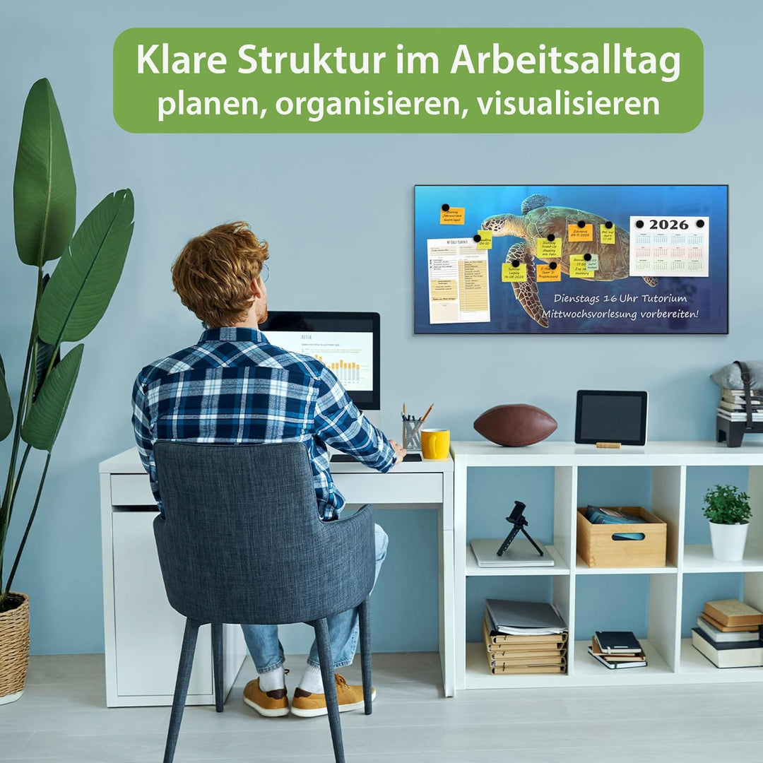 banjado Magnettafel schwarz 78 x 37cm / Magnetwand Metall/Magnetpinnwand als Memoboard/Pinnwand Magn