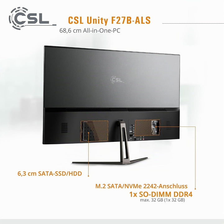 All-in-One-PC CSL Unity F27B-ALS, 68,58 cm (27 Zoll, 1920x1080 Full HD) - Leistungsstarker AIO (Inte