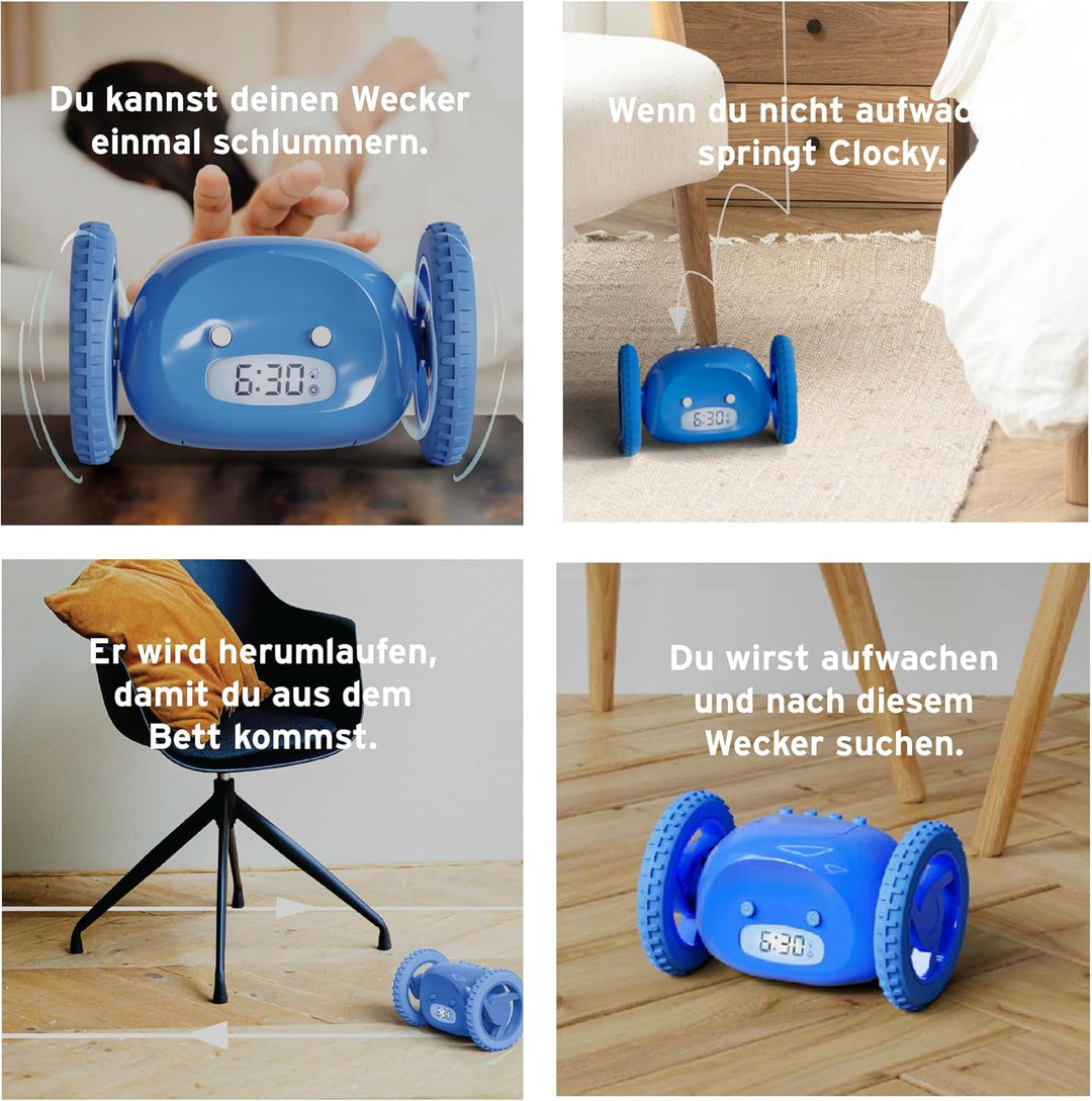 CLOCKY Lauter Wecker für schwere Schläfer auf Rädern (Erwachsene Kinder) Weglaufen Fahrender Springe