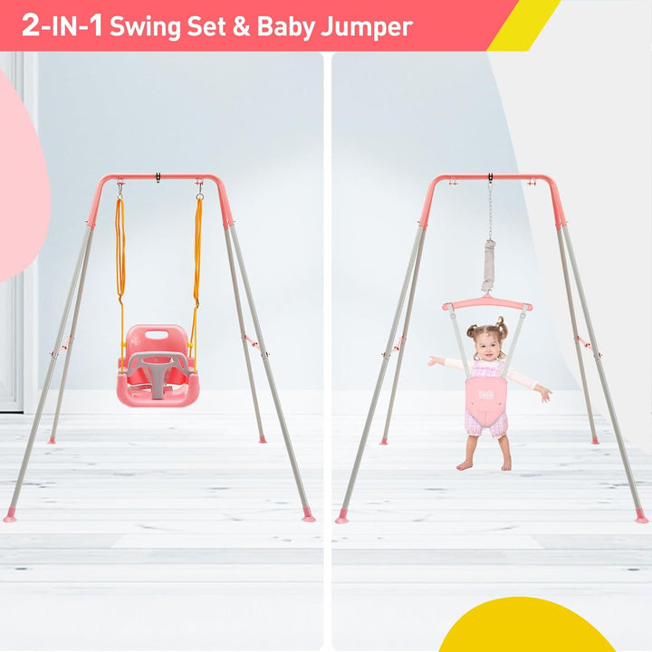 FUNLIO 2-in-1 Schaukeln Set und Baby Türhopser für Kleinkinder, Schaukelset für Kinder mit 4 Sandsäc