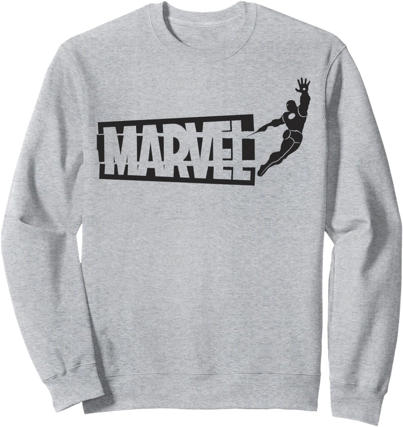 Marvel Iron Man Flat Black In Flight Silhouette Logo Sweatshirt