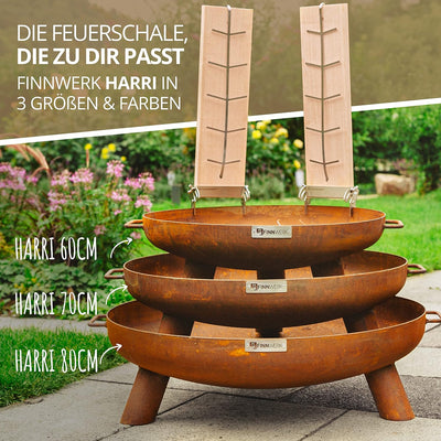 Finnwerk HARRI Feuerschale Rostoptik 70 cm - Exklusiver Stahl mit edler Rost-Patina - Feuerschalen f