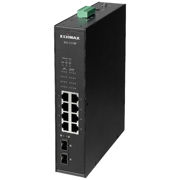 Edimax IGS-1210P - Industrieller 10-Port Gigabit PoE+-DIN-Schienen-Switch mit 2 SFP-Ports