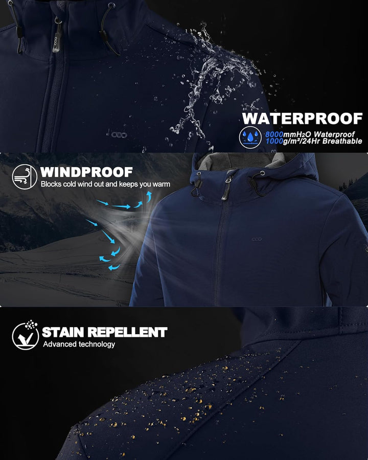 33,000ft Herren Softshell Jacke Outdoor Funktionsjacke Freizeitjacke Wasserdicht Windbreaker Regenja