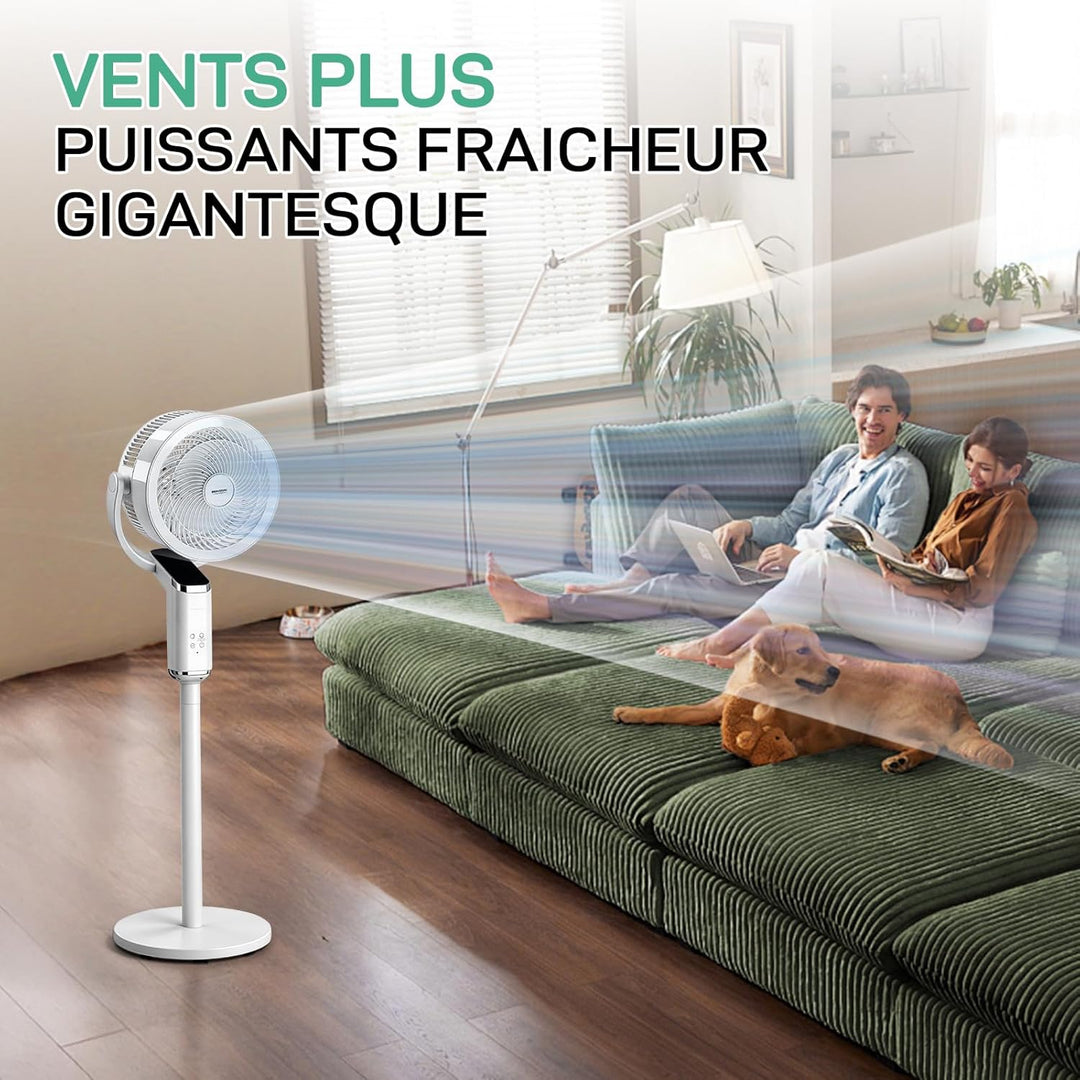 LEADZM Standventilator, leise, leistungsstark, omnidirektionale Oszillation 90 ° + 120 °, Höhe 62 –