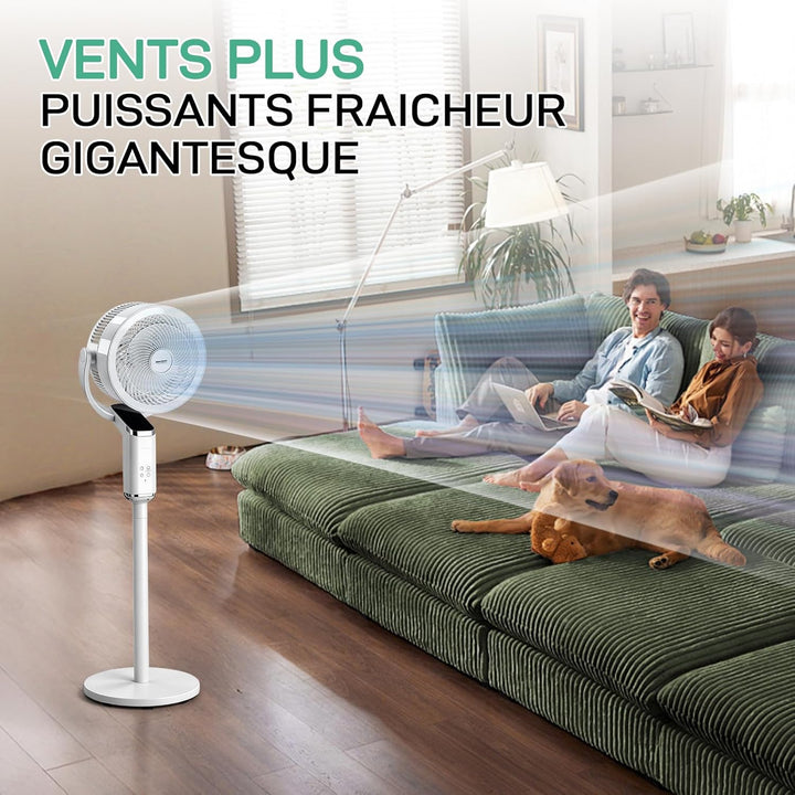 LEADZM Standventilator, leise, leistungsstark, omnidirektionale Oszillation 90 ° + 120 °, Höhe 62 –