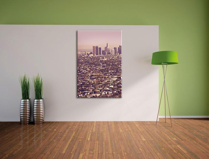 Pixxprint Los Angeles City Grossstadt / 100x70cm Leinwandbild bespannt auf Holzrahmen/Wandbild Kunst