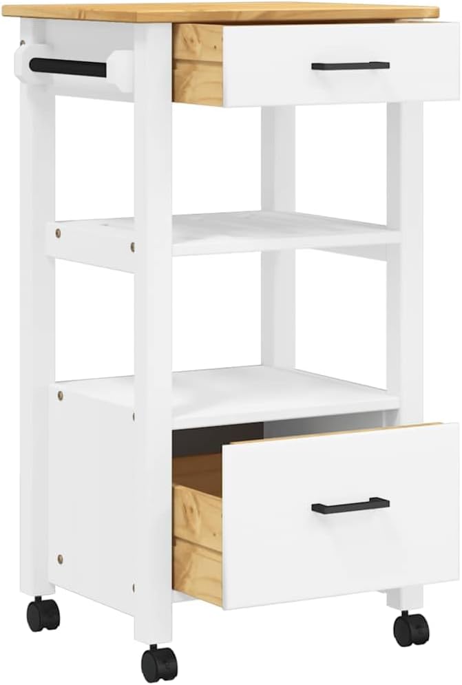 vidaXL Küchenwagen, Servierwagen mit viel Stauraum, Beistellwagen für Küche Wohnzimmer Badezimmer, T