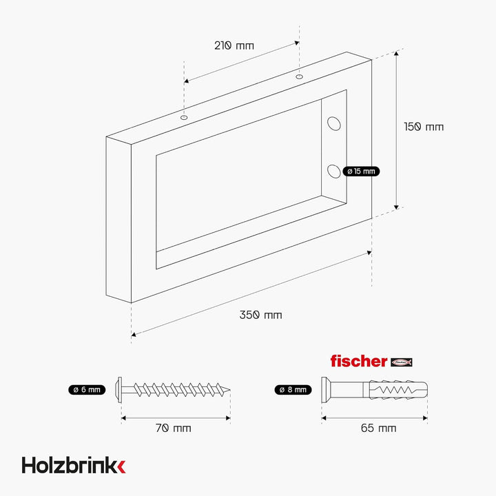 HOLZBRINK 2 Stück Wandkonsole Schwarz für Waschtisch, 350x150 mm, Design und stabil Waschtischhalter