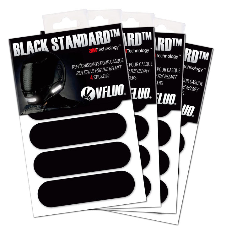 VFLUO - Kit 4 Streifen Schwarz Reflektierende Aufkleber für Motorradhelm - zugelassen für FR-Masse -
