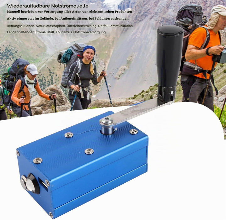 Manueller Dynamo mit Hoher Leistung, Tragbares Handkurbel-Ladegerät, Handy-Ladegerät mit COB-Licht f