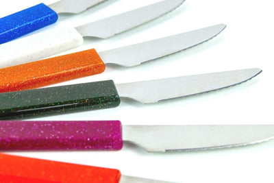 LaXon Messer, Frühstücksmesser weiss, 10 Stk. Messer-Set, Brotmesser mit Wellenschliff, weisse Butte