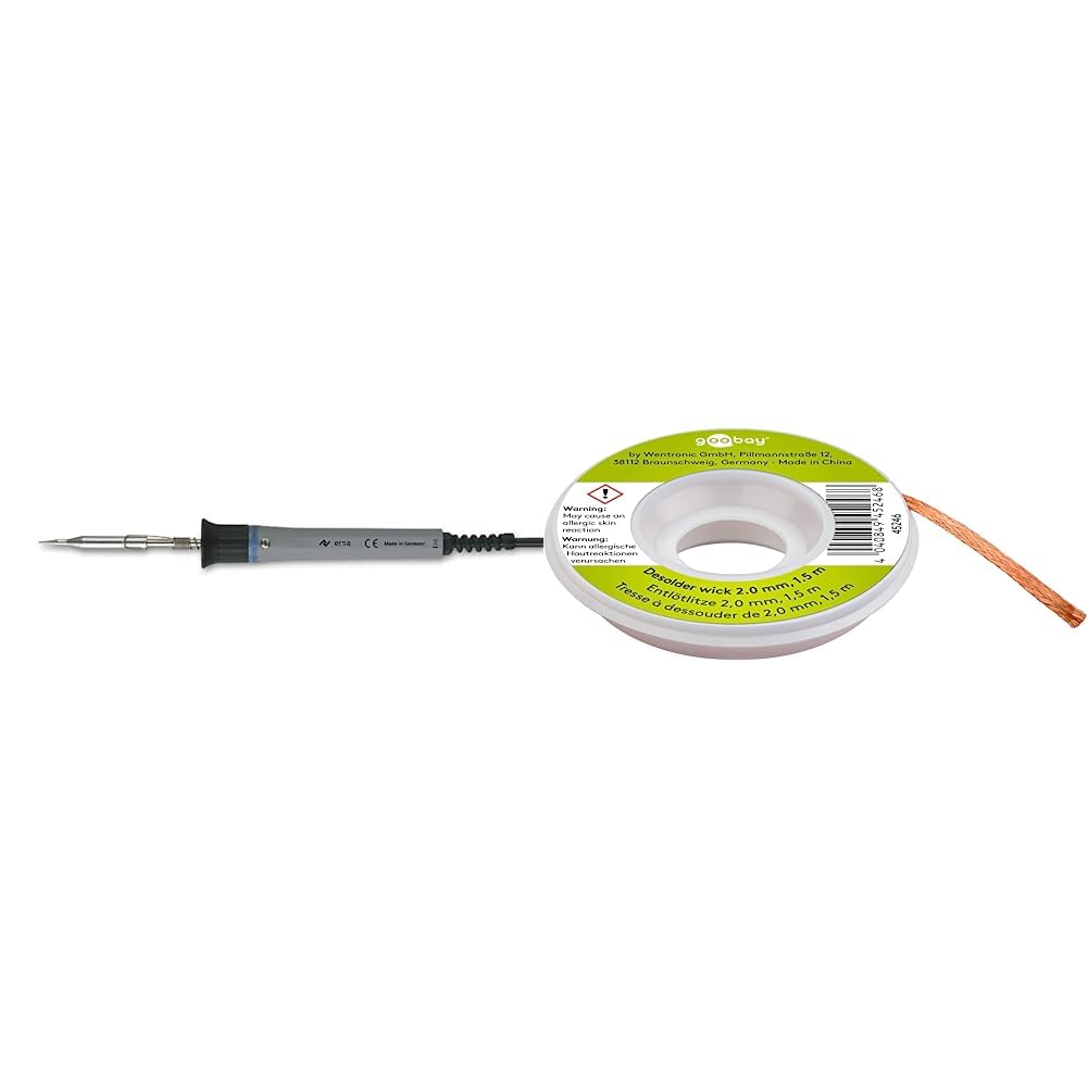 Ersa Lötkolben Multitip C 25 25W 230V 0920BD &amp; Goobay 45246 Entlötlitze 2mm reines Kupfer Entlötdrah
