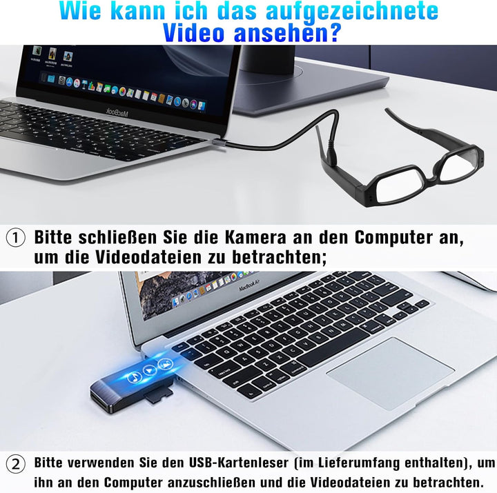 Brillenkamera, Sport-Actionkamera HD-1080P-Brillenvideokamera, Mini-Brillen Kamera, Kleine Videokame