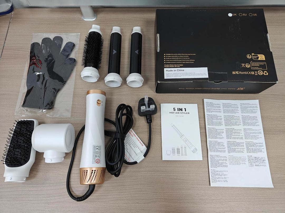 Hair Styler 5 in1, Haarstyler Hair Styler Set Airstyler mit Curl Brush Rundbürstenföhn Haarstyler Wa
