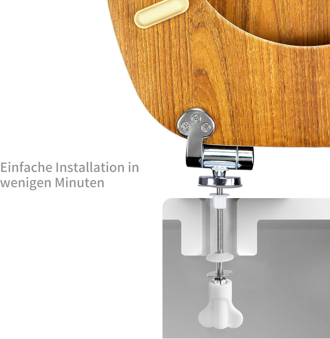 WC Sitz mit Absenkautomatik, Toilettendeckel aus MDF Holz, Toilettensitz mit Holzoptik-Furnier (Roya