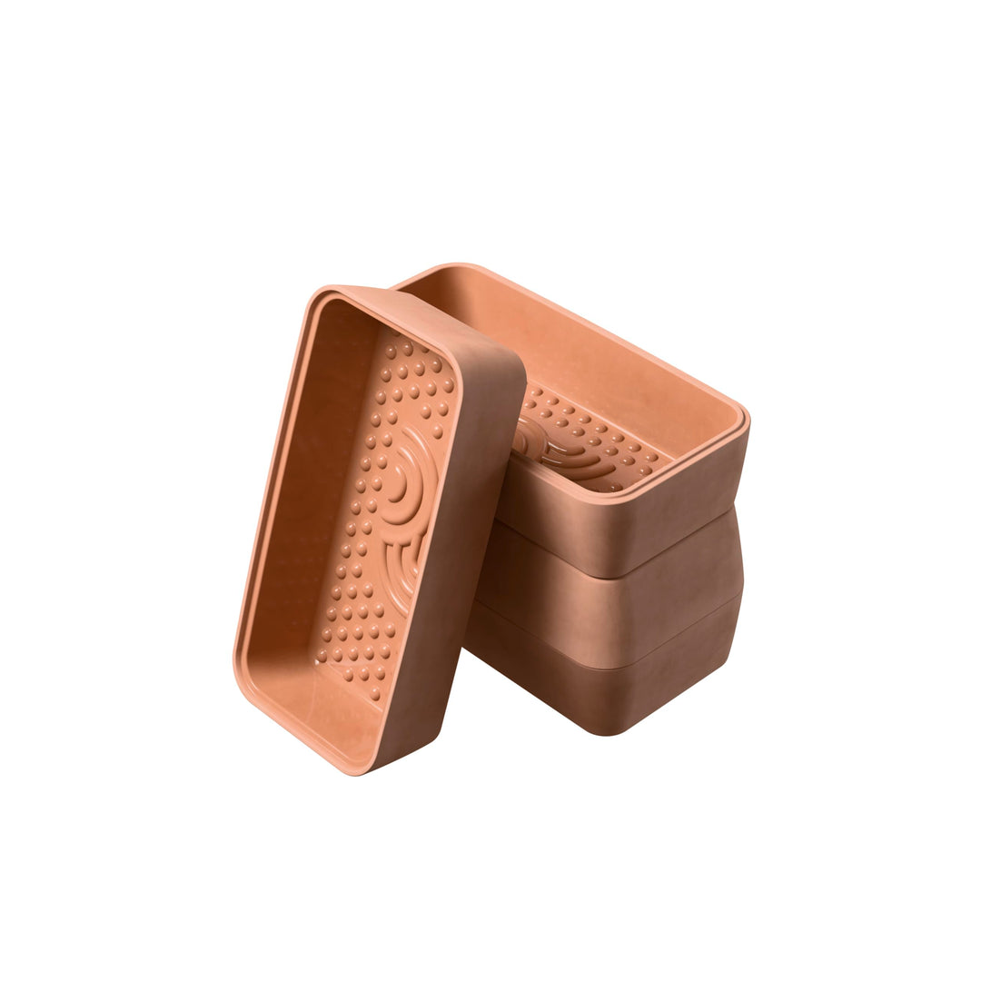 myromy® 2 Stück – Brick BBQ Mini-Bräter aus Keramik – Bräter, Dampfgarer, Schmortopf mit Aroma-Noppe