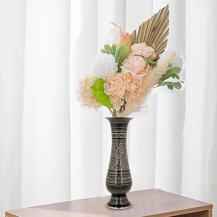 Zap Impex® Blumenvase aus Messing, Schnitzerei, für Zuhause, Büro, Wohnzimmer, Bett, Wandbild, Dekor