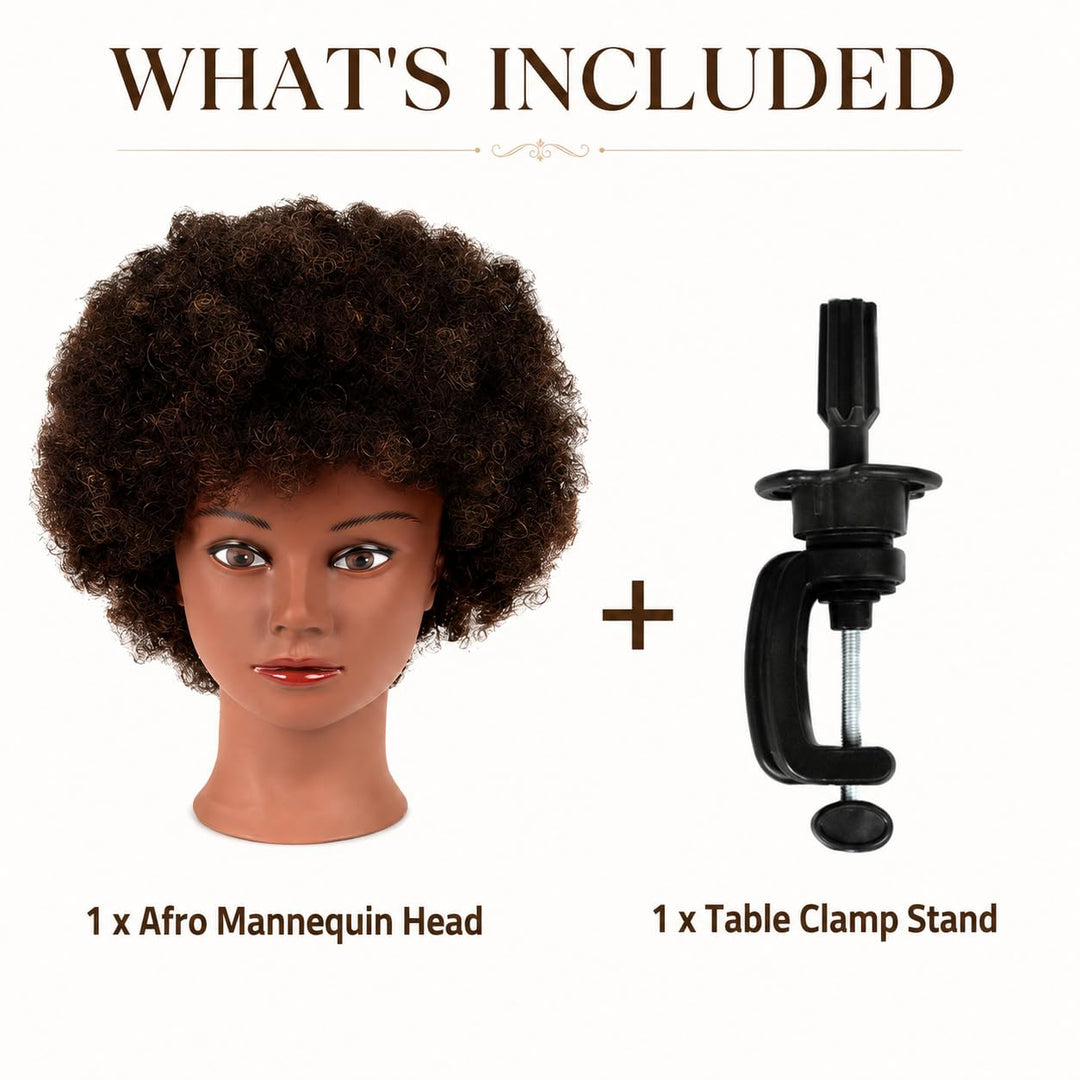 Morris Mannequin Head 100% Human Hair Training Head Afro Hair Manikin Head African American Training
