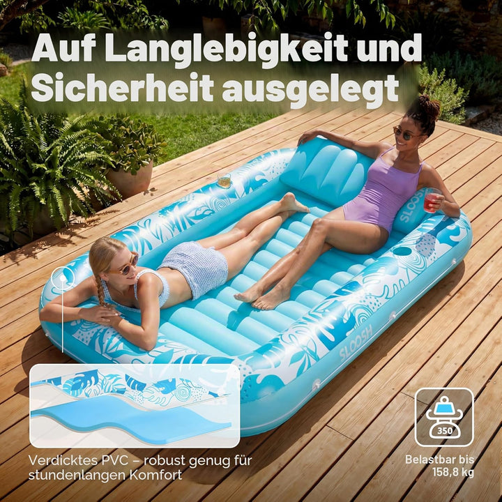 SLOOSH Aufblasbare Tanning Pool, 70" x 46"/ 85" x 57" Grosse aufblasbarer Luftmatratze für Erwachsen