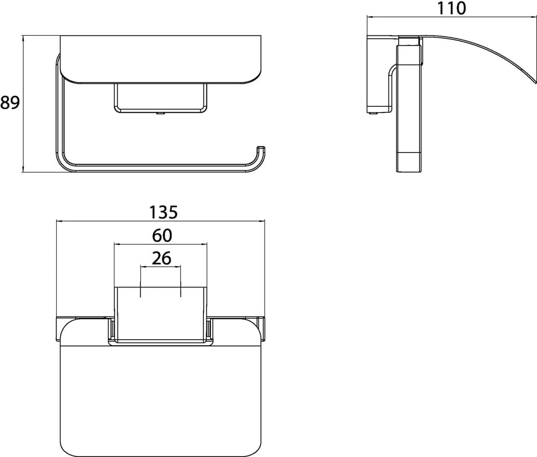 EMCO Cue Papierhalter mit Deckel, markant geformter Toilettenpapierhalter zur Wandmontage, hochwerti