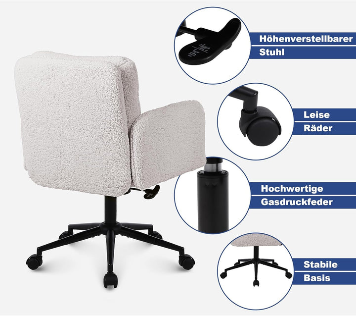 Youhauchair Schreibtischstuhl, Schminktisch Stuhl aus Kunstpelz, Bequemer Drehstuhl Schreibtisch Stu