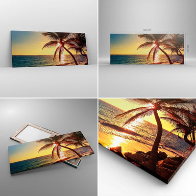 ARTTOR Wandbilder Dekoration Wohnzimmer Wolke exotischer Palm- Landschaft Bilder auf Leinwand 120x50