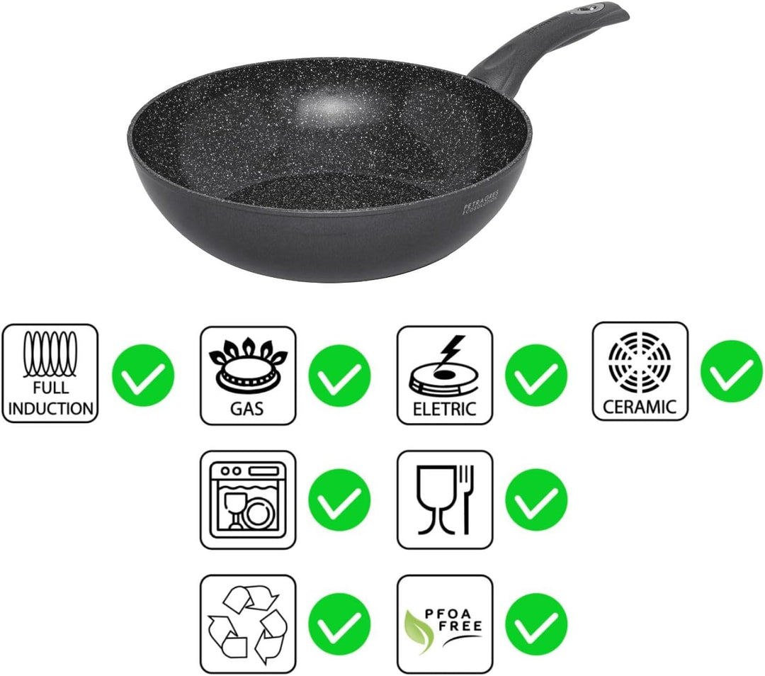 Aeternum Petragres Ecosolution Wok-Pfanne, antihaftbeschichtet, auch Induktion, 28 cm