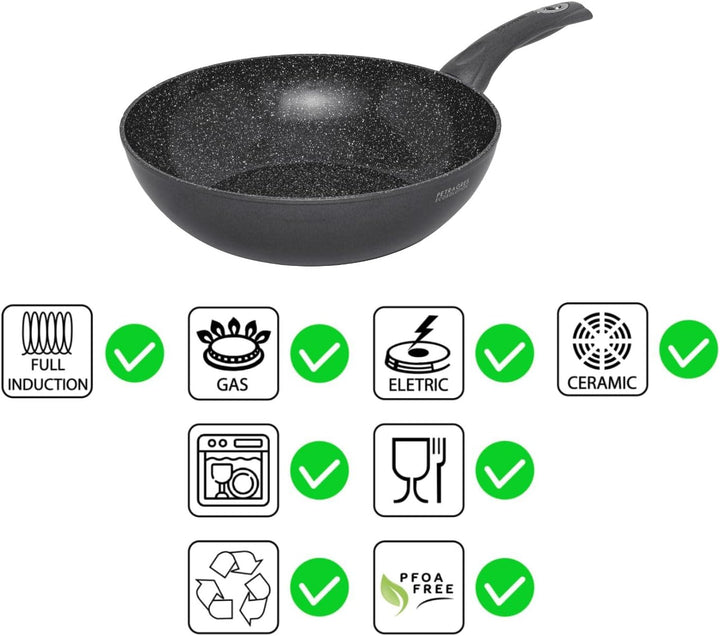Aeternum Petragres Ecosolution Wok-Pfanne, antihaftbeschichtet, auch Induktion, 28 cm