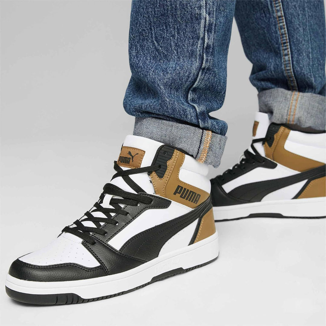 Puma Unisex Rebound V6Sneaker 40 EU Puma White Puma Black Chocolate Chip, 40 EU Puma White Puma Blac