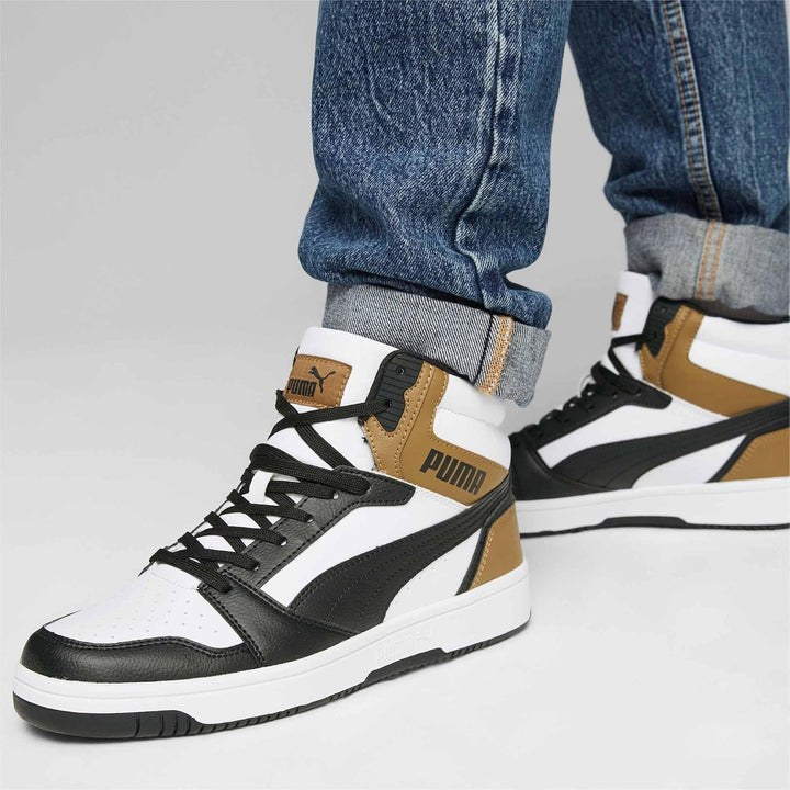 Puma Unisex Rebound V6Sneaker 40 EU Puma White Puma Black Chocolate Chip, 40 EU Puma White Puma Blac