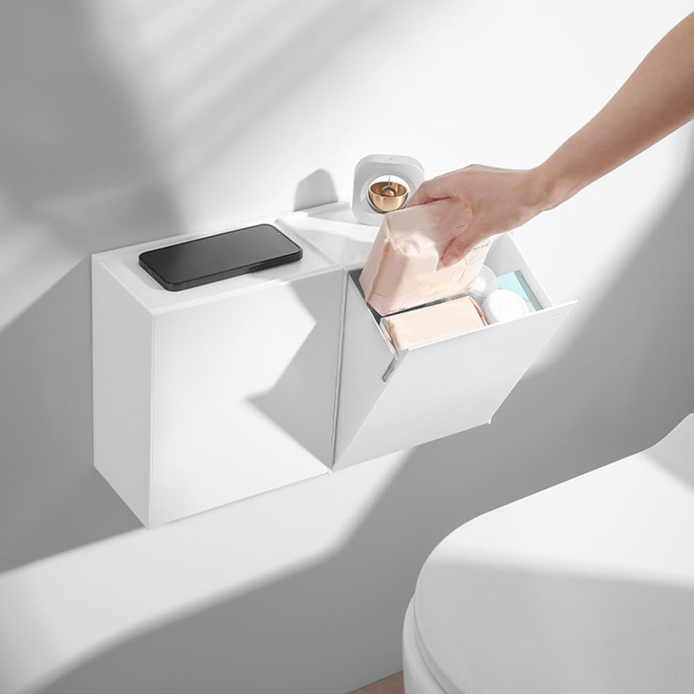 Quadratische, Wandhängende Aufbewahrungsbox für das Badezimmer, Halb Umklappbar, für Papierhandtüche