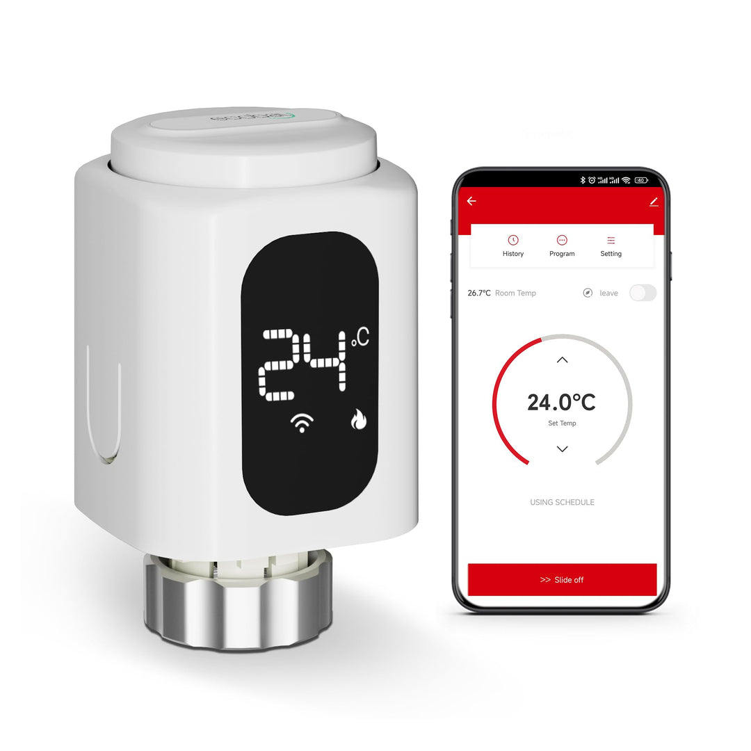 ECOBAY WiFi Heizkörperthermostat, kein Hub erforderlich, smartes TRV, kabelloses Heizungsthermostat,