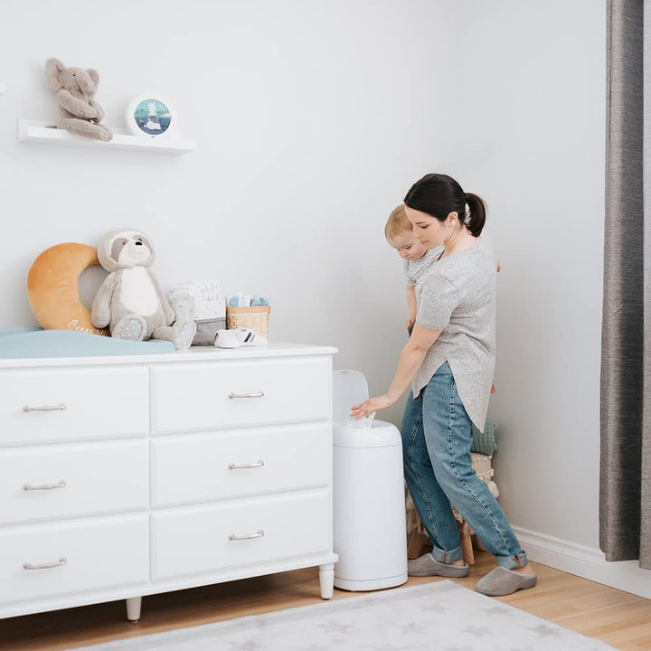 Angelcare Windeleimer "Dress Up", weiss lackiert weiss nur Abfallbehälter, Weiss Mülleimer + 1 Nachf