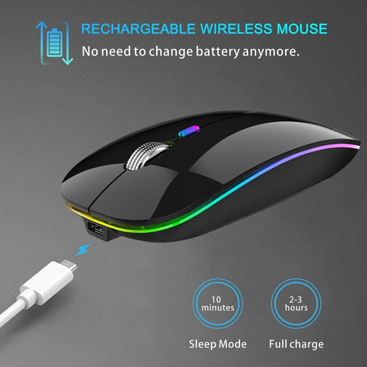 Uiosmuph Bluetooth Maus Kabellose, LED Funkmaus wiederaufladbar Leise Wireless Mouse 2.4GHz Kabellos