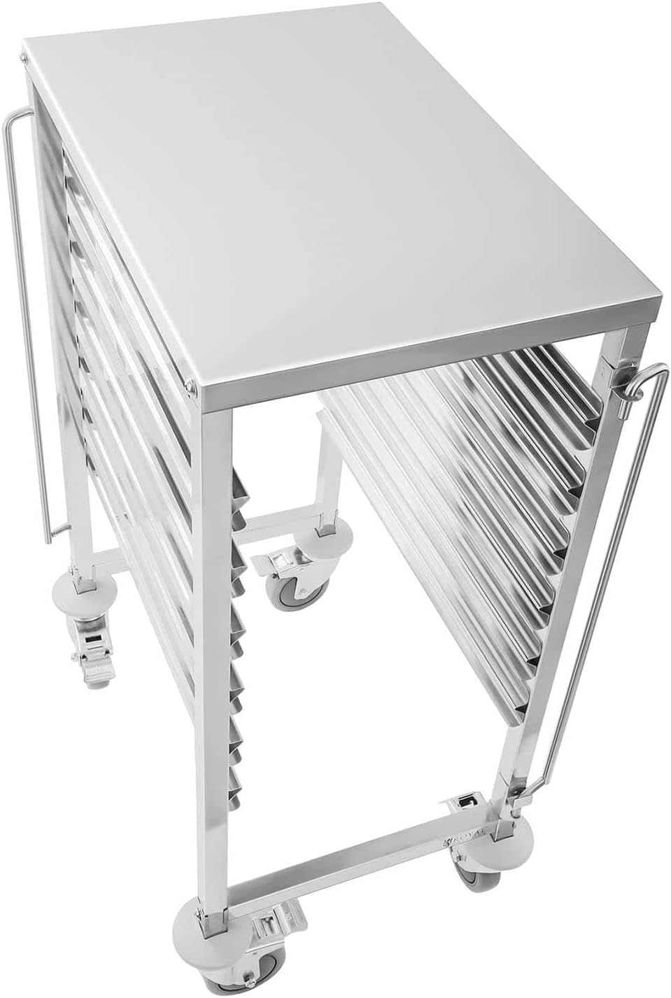 Royal Catering RCTW 6 GN 1/1 Tablettwagen 80 mm Abstand Edelstahl 6 Einschübe Quereinschub Räder mit