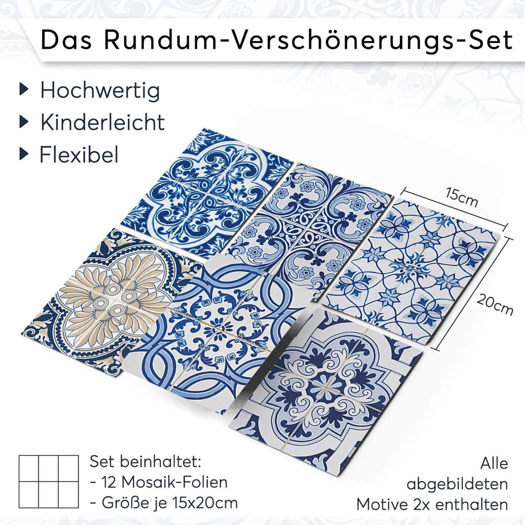 CREATISTO Mosaik-Fliesen Fliesensticker Fliesenfolie - Aufkleber Sticker für Wandfliesen I Stickerfl