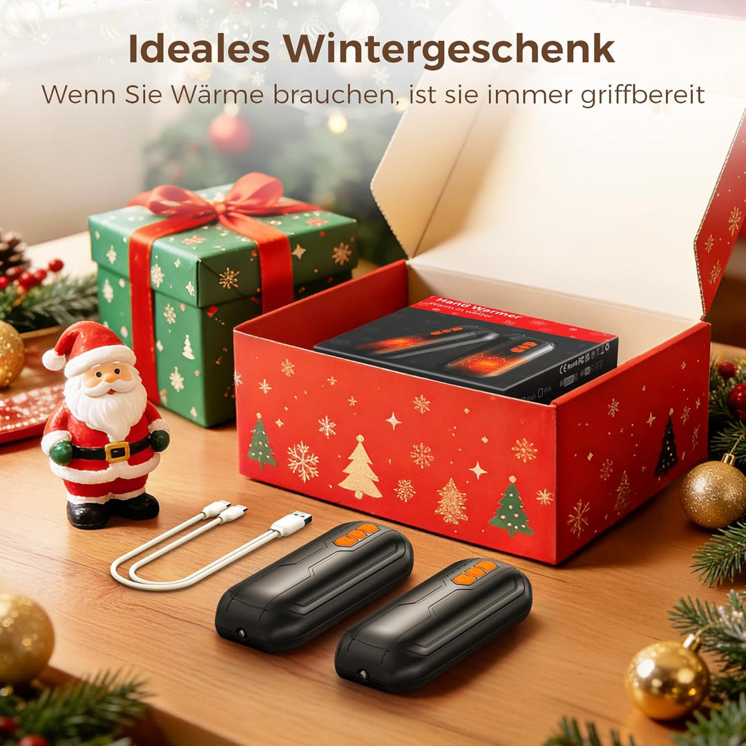 VIWAVE Handwärmer Elektrisch 2er-Set Taschenwärmer Wiederverwendbar mit LED,6000mAh Akku Handwärmer