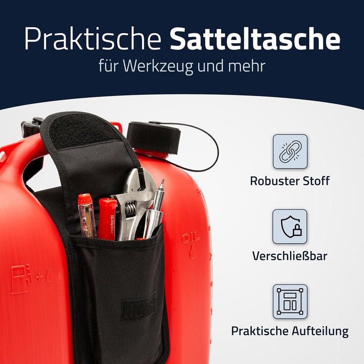 hünersdorff Satteltasche für Doppelkanister Profi 3+1,5L mit Platz für Werkzeug und Sicherheits-Einf
