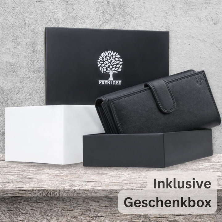 Frentree® Damen Geldbörse aus echtem Nappaleder, grosses Leder Portemonnaie mit RFID-Schutz, weiches